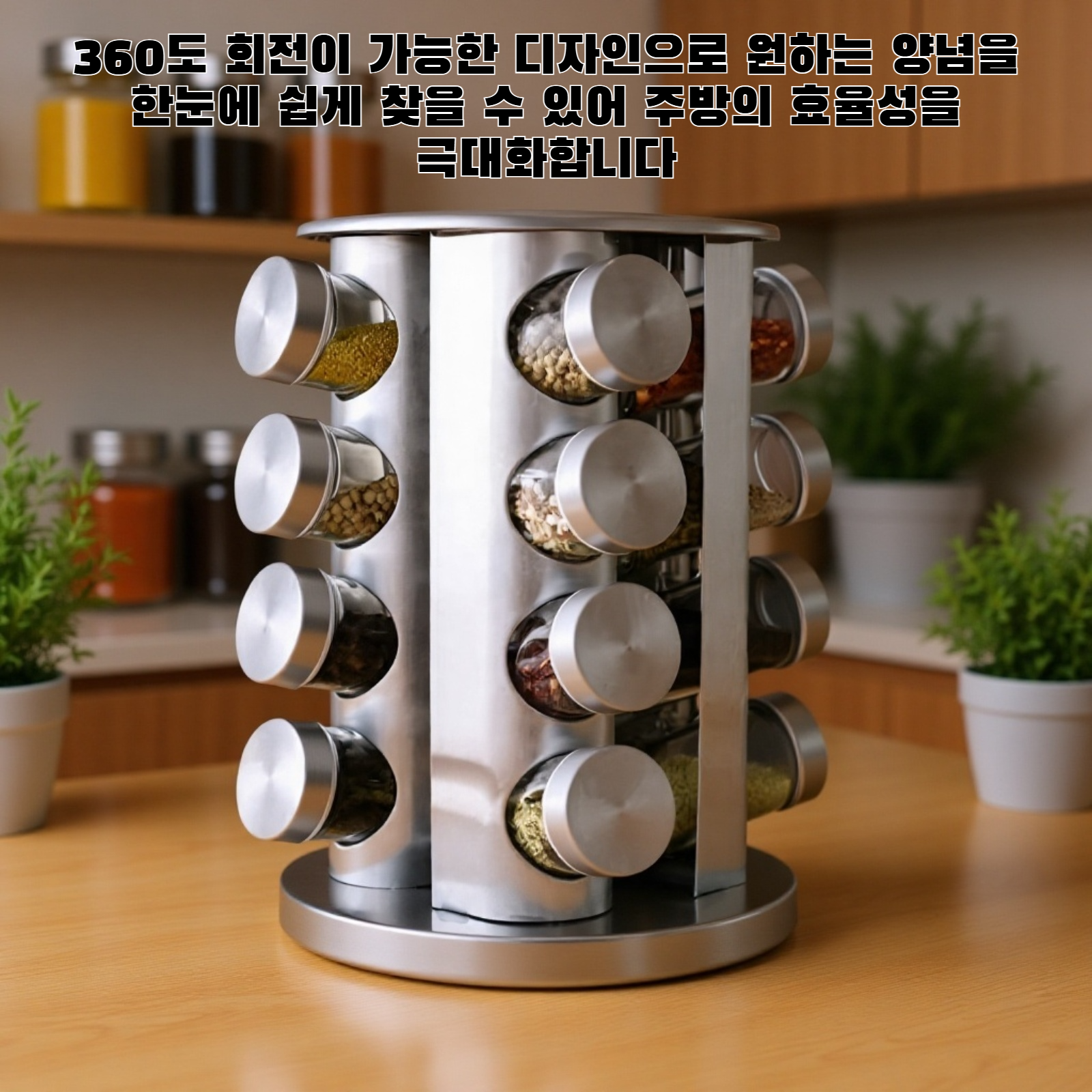 회전 가능한 스테인리스 스틸 양념통 선반