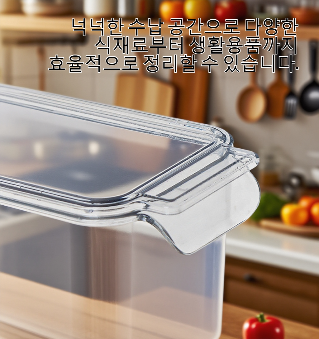 신선도 유지 기능을 강조한 수납함