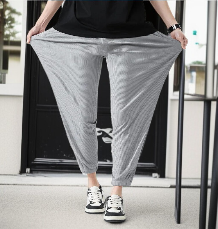 メンズ夏ワイドアイスシルクカジュアルパンツ