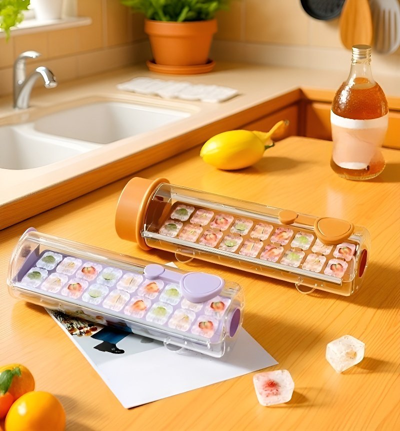 製氷皿の蓋を開ける様子