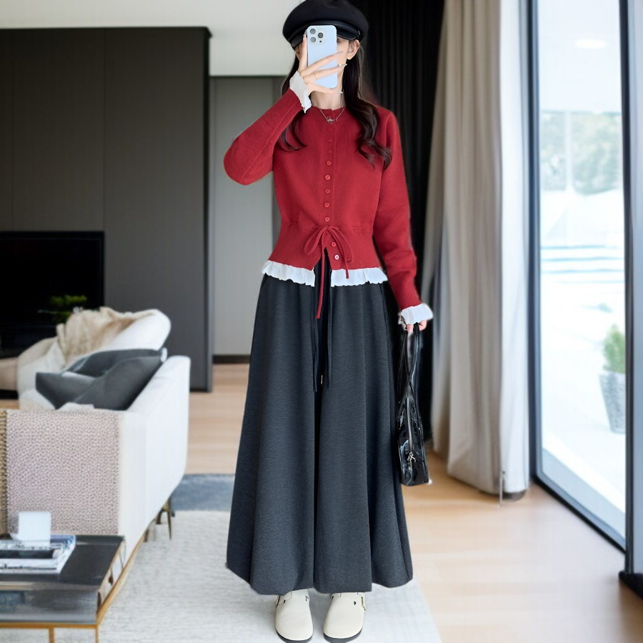 와이드 잔키 하이웨스트 팬츠 코디 예시