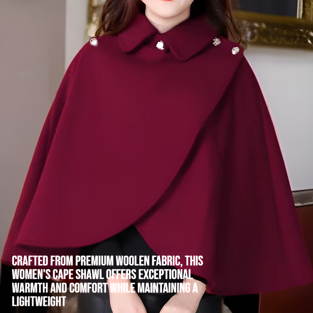 Women's cape woolen short shawl