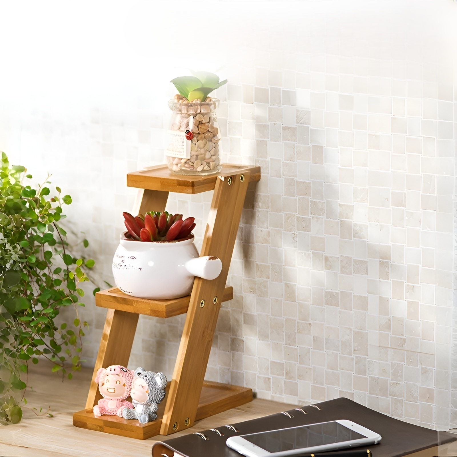 Estante pequeño para macetas de plantas