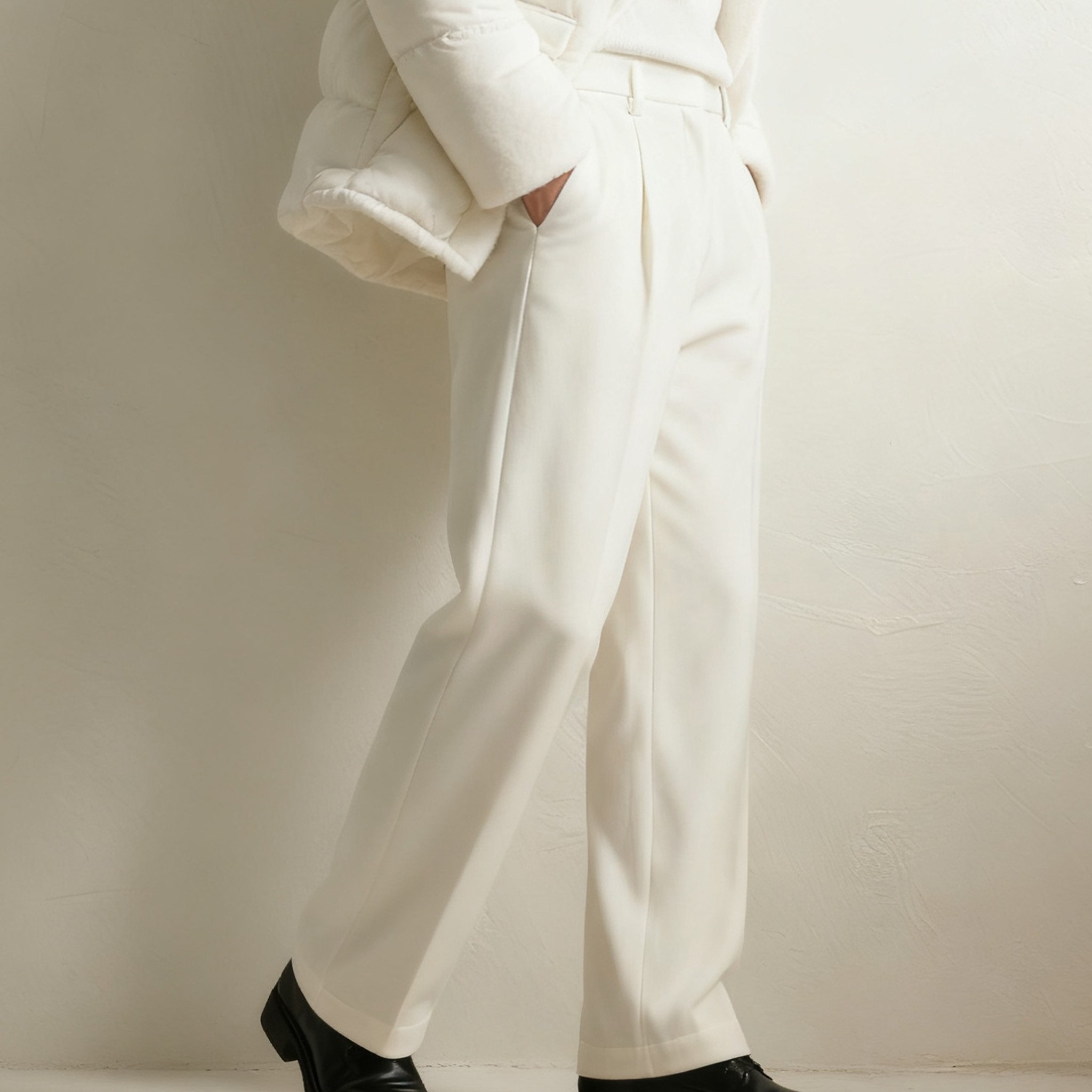 화이트 심플 신사 슬랙스