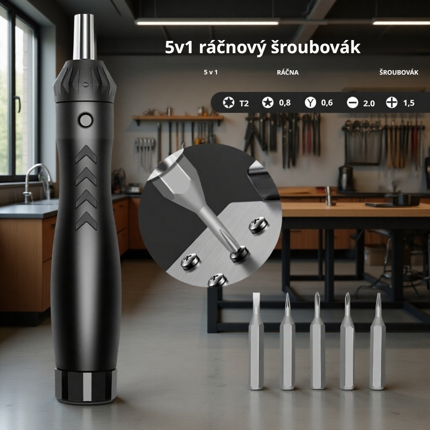 Ergonomický ráčnový šroubovák v detailu