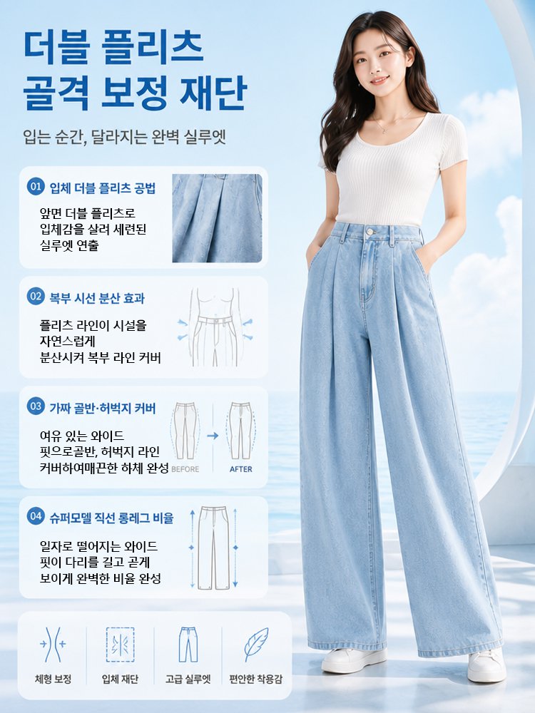 26SS 플리츠 초경량 데님 팬츠