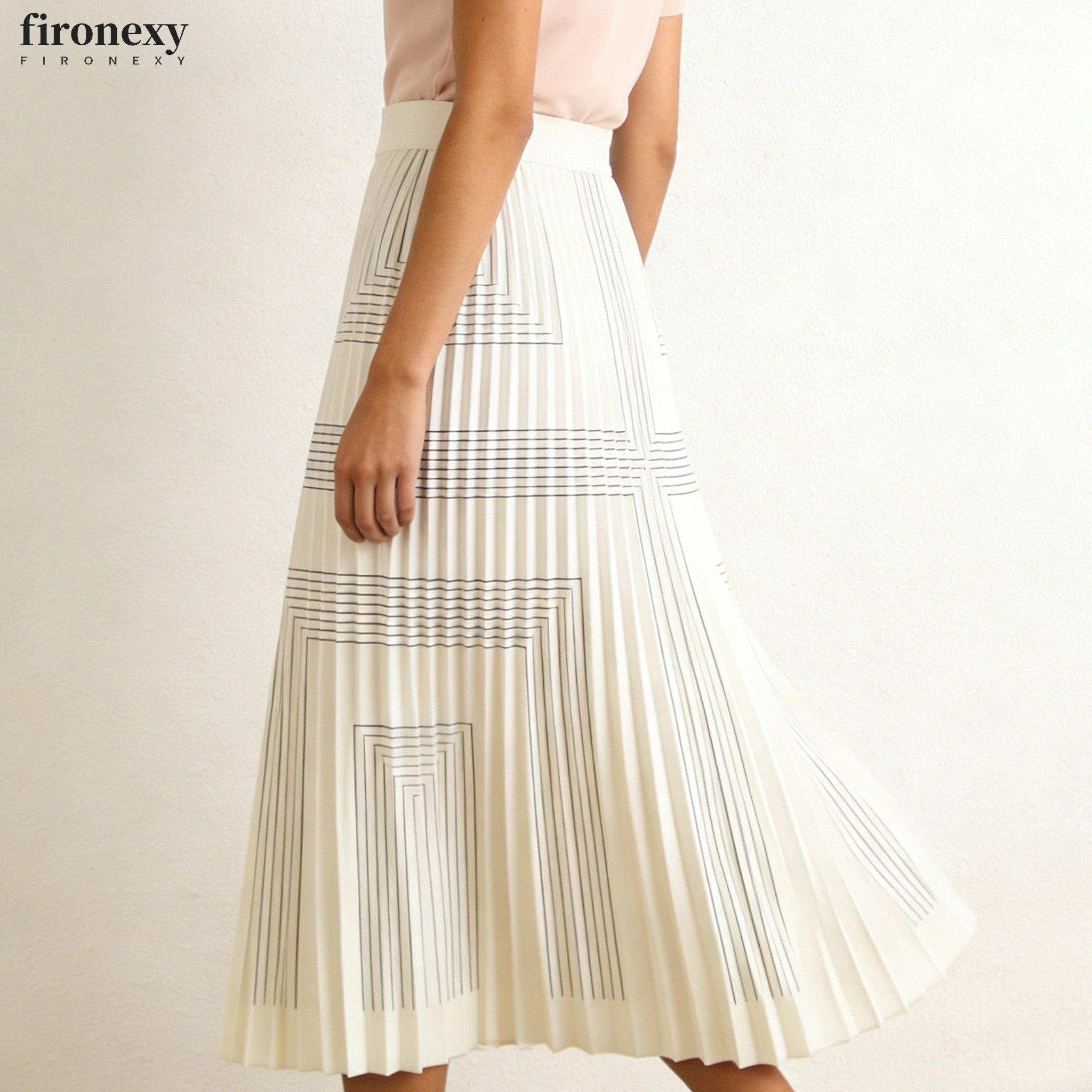 플리츠 미디 스커트