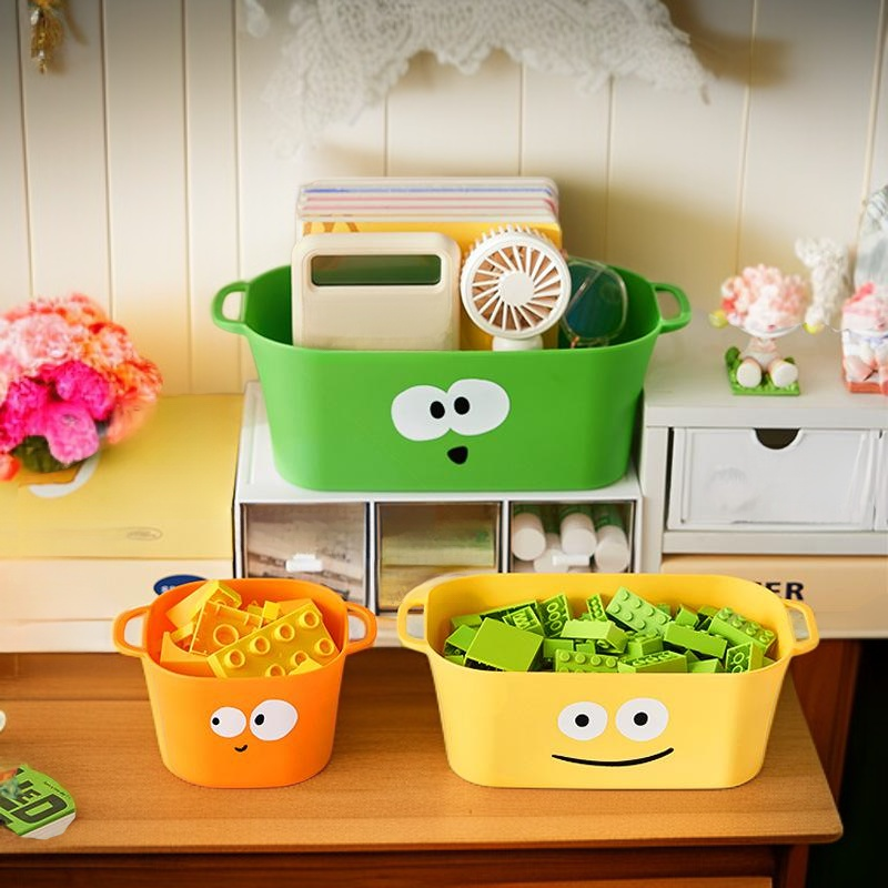 持ち手付きドーパミン風可愛い収納バスケット卓上収納ボックス