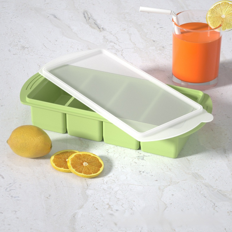 Household 4-Grid Ice Cube Tray with Lid