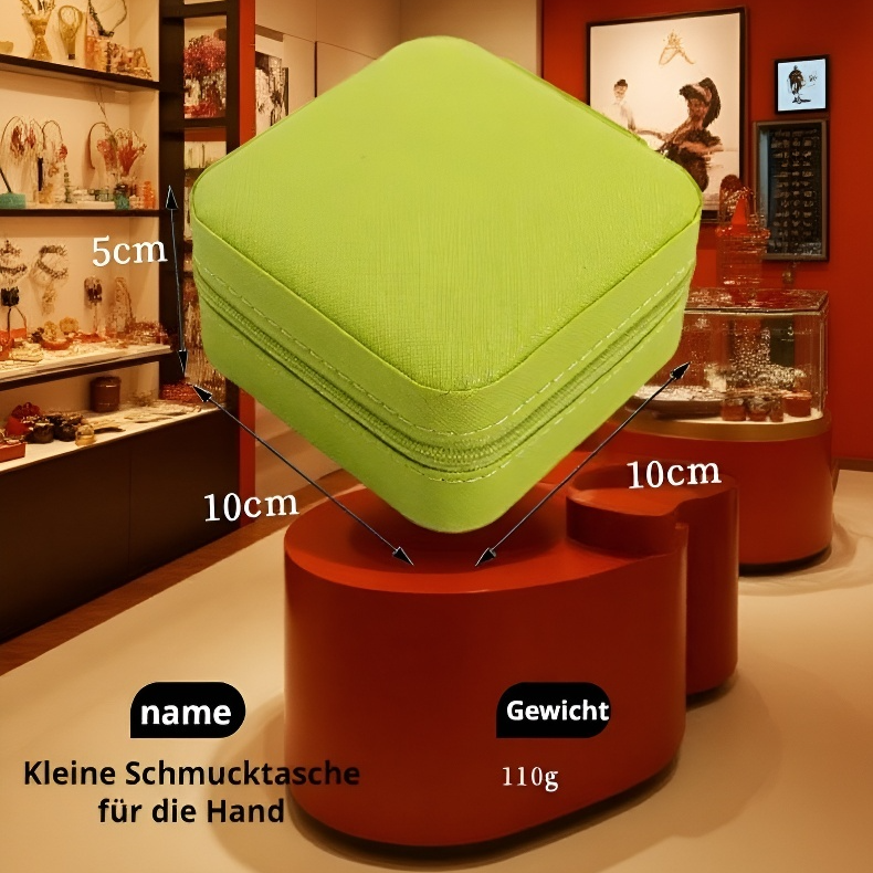 Innenansicht der Schmuckaufbewahrungsbox mit Ringen und Ohrringen