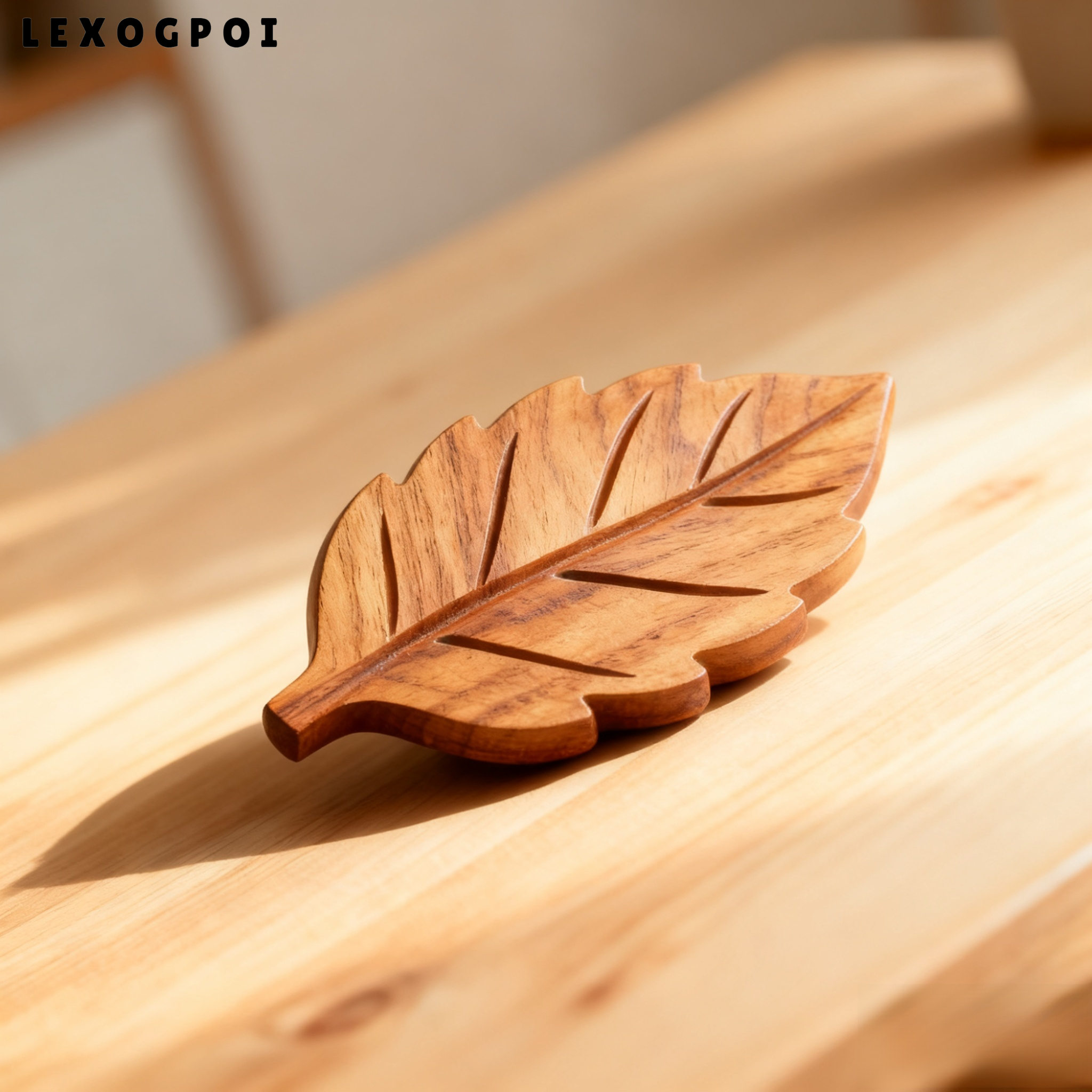 자연스러운 나무 결을 살린 잎 모양 쟁반