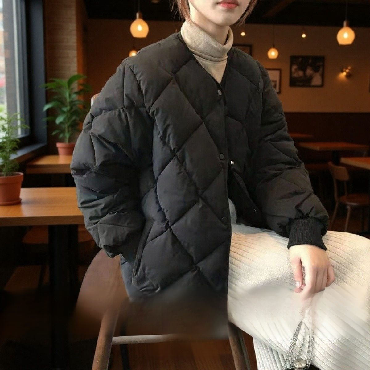 여성용 버튼다운 코튼 코트