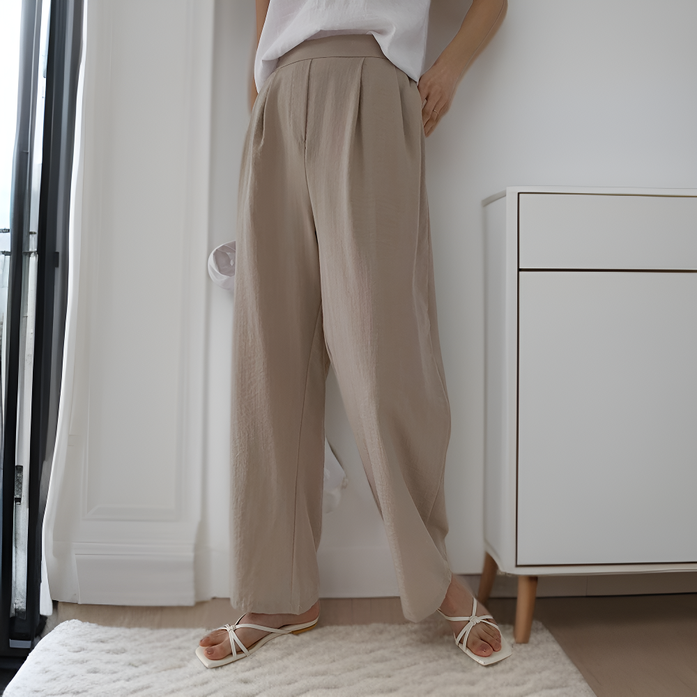 ゆったり軽やか夏の綿麻レディースパンツ、快適で自由