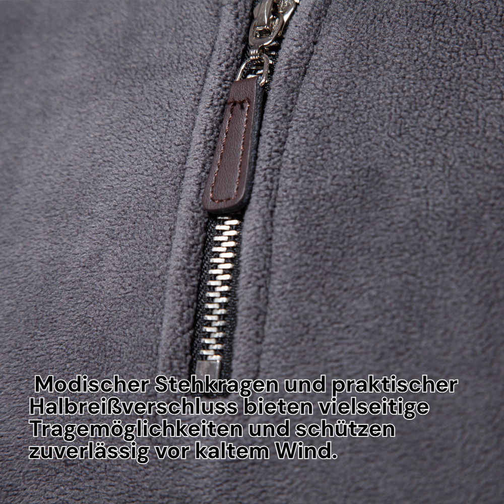 Damen Fleece Pullover mit Stehkragen und Halbreißverschluss, Langarm, Herbst/Winter