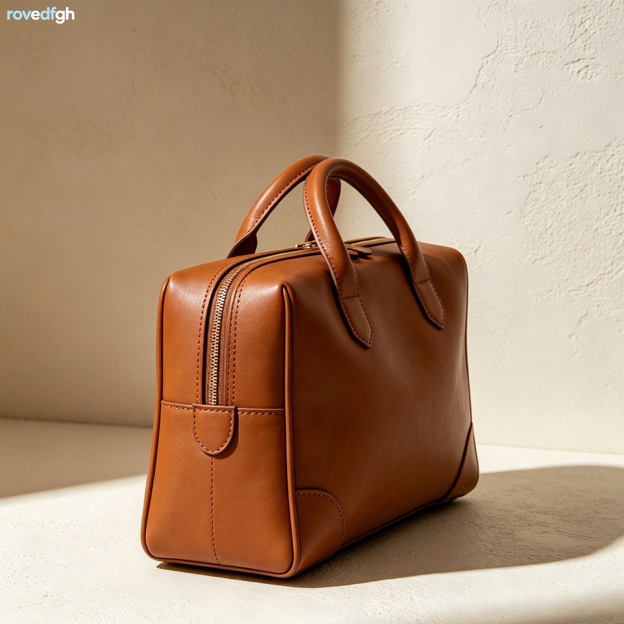 고급스러운 가죽 소재의 바퀴 가방 측면