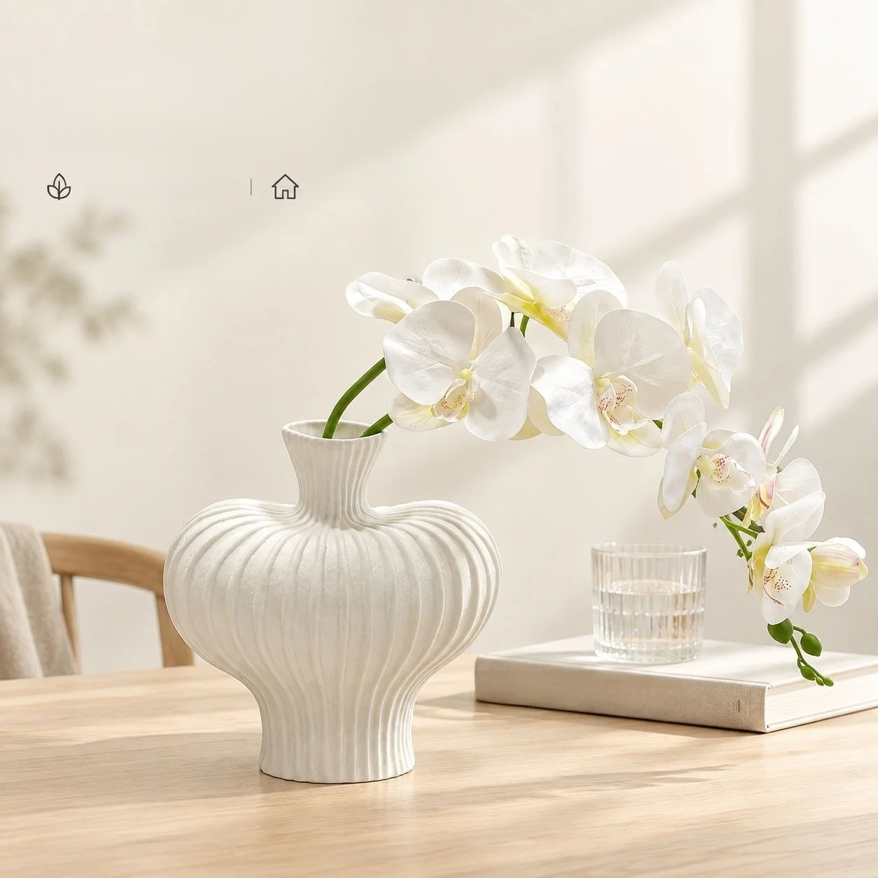 Close-up of the flower details on a desk decoration