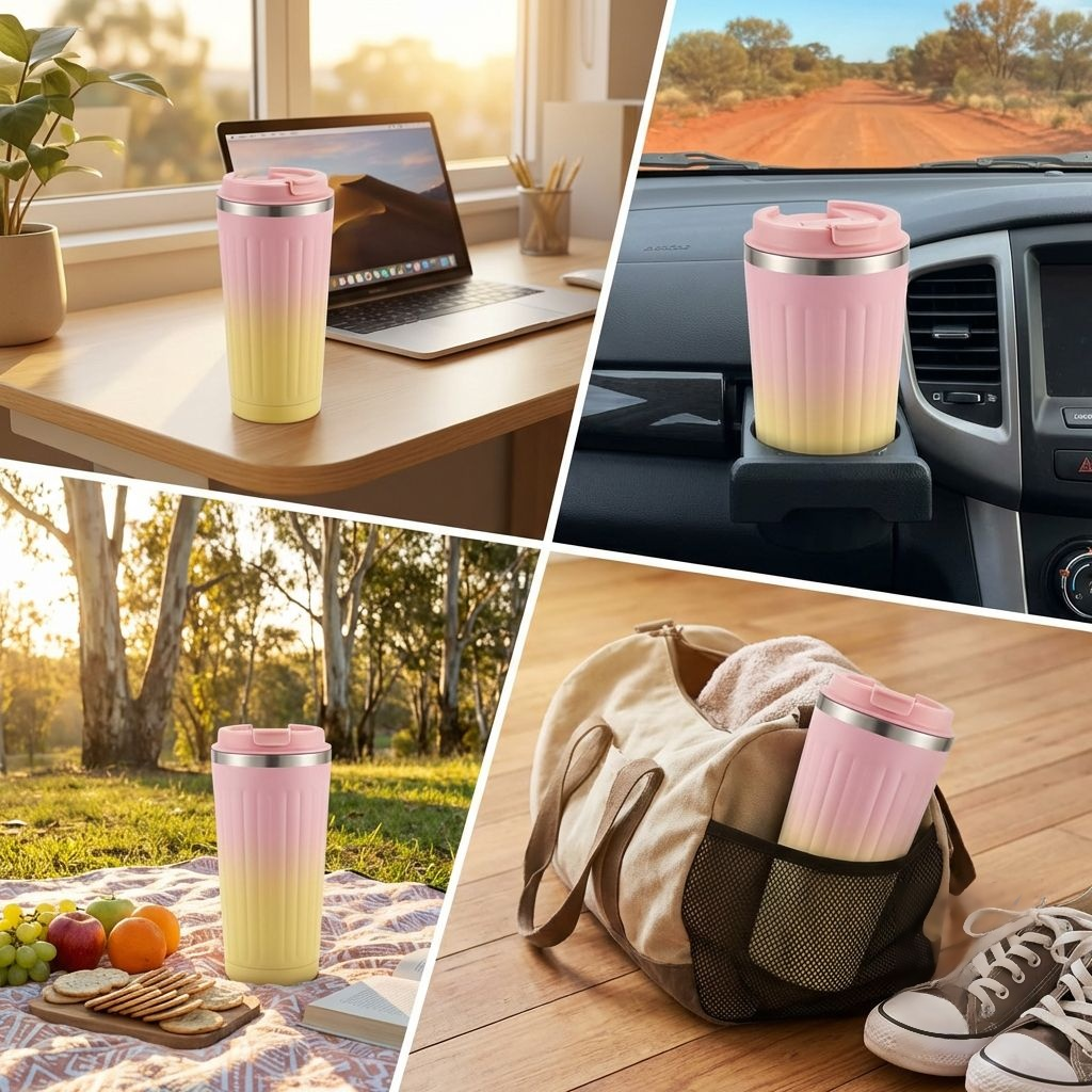 ステンレススチール製セラミック製インナーライナー、グラデーションカラーの断熱カップ