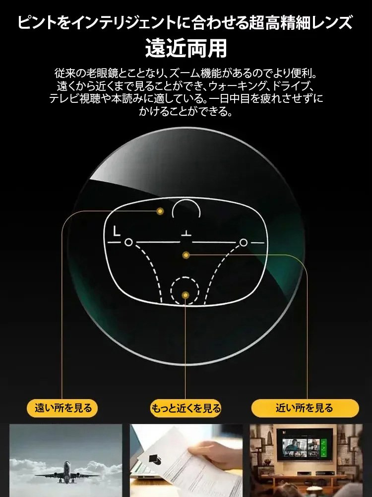 【福井県百年眼鏡工房】調光可能リムレス老眼鏡