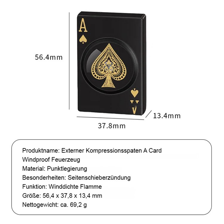 Otočný odolný proti větru zapalovač s motivem pikového esa.