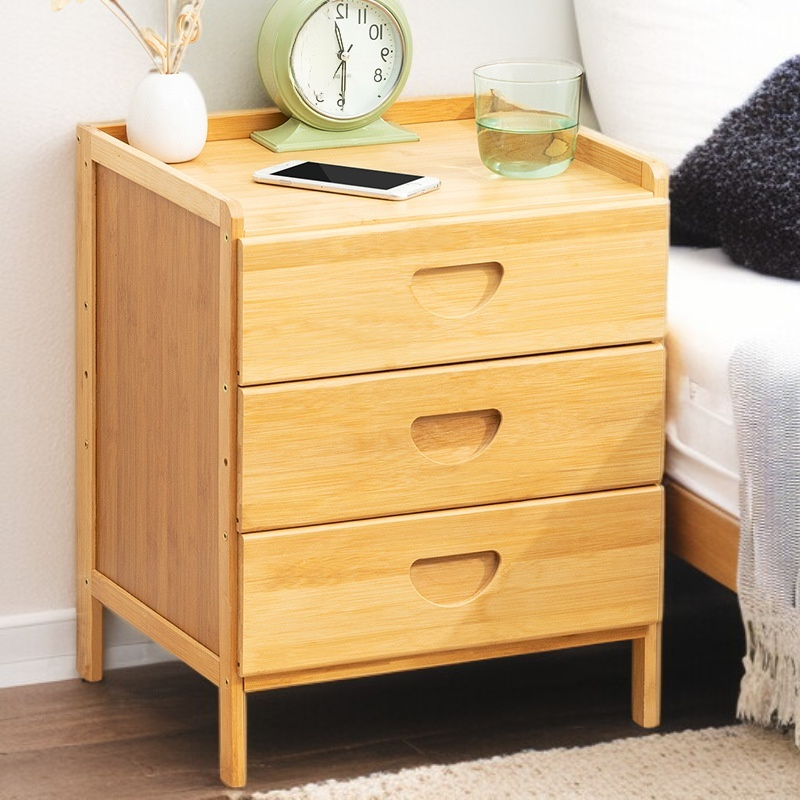 シンプル小型木製ベッドサイド収納キャビネット 寝室ベッド横キャビネット
