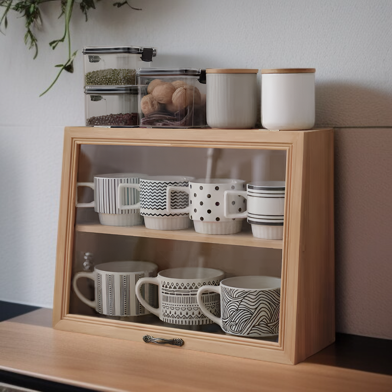 Mug and Tea Set Display Cabinet for Cosmetics and Water Cups