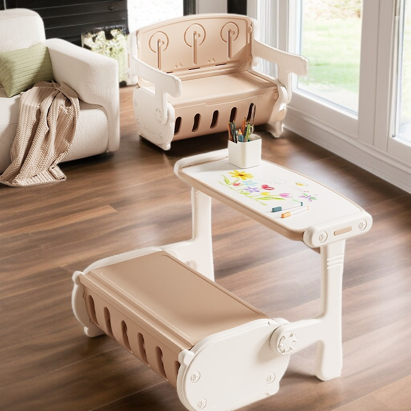 Detalle de superficie del escritorio infantil multifuncional