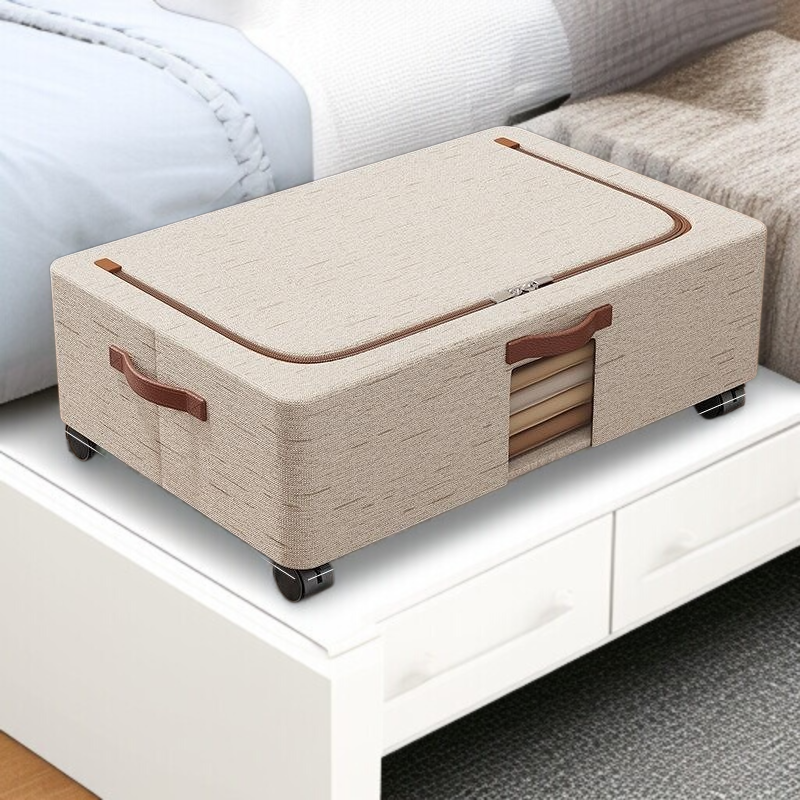 Caja de almacenaje para ropa y mantas, con ruedas, para colocar debajo de la cama