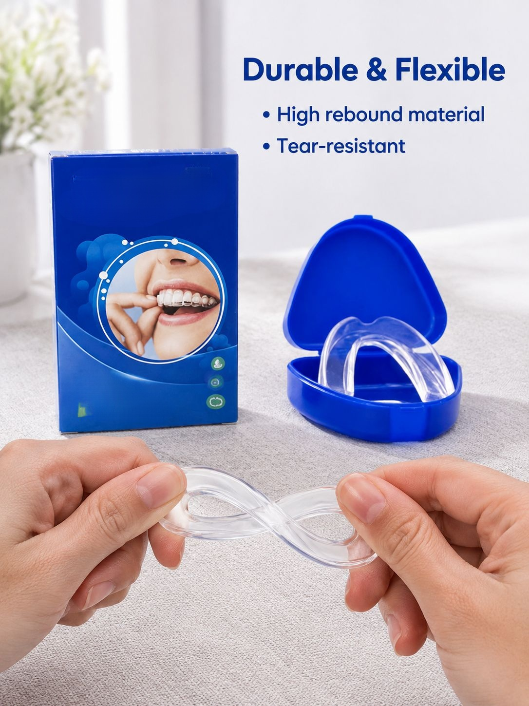 Close-up of no-handle dental guard design