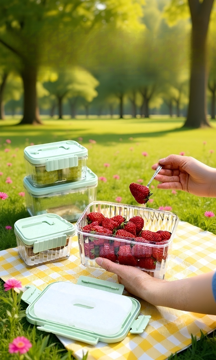 캠핑장에서 사용하는 이동식 냉장고