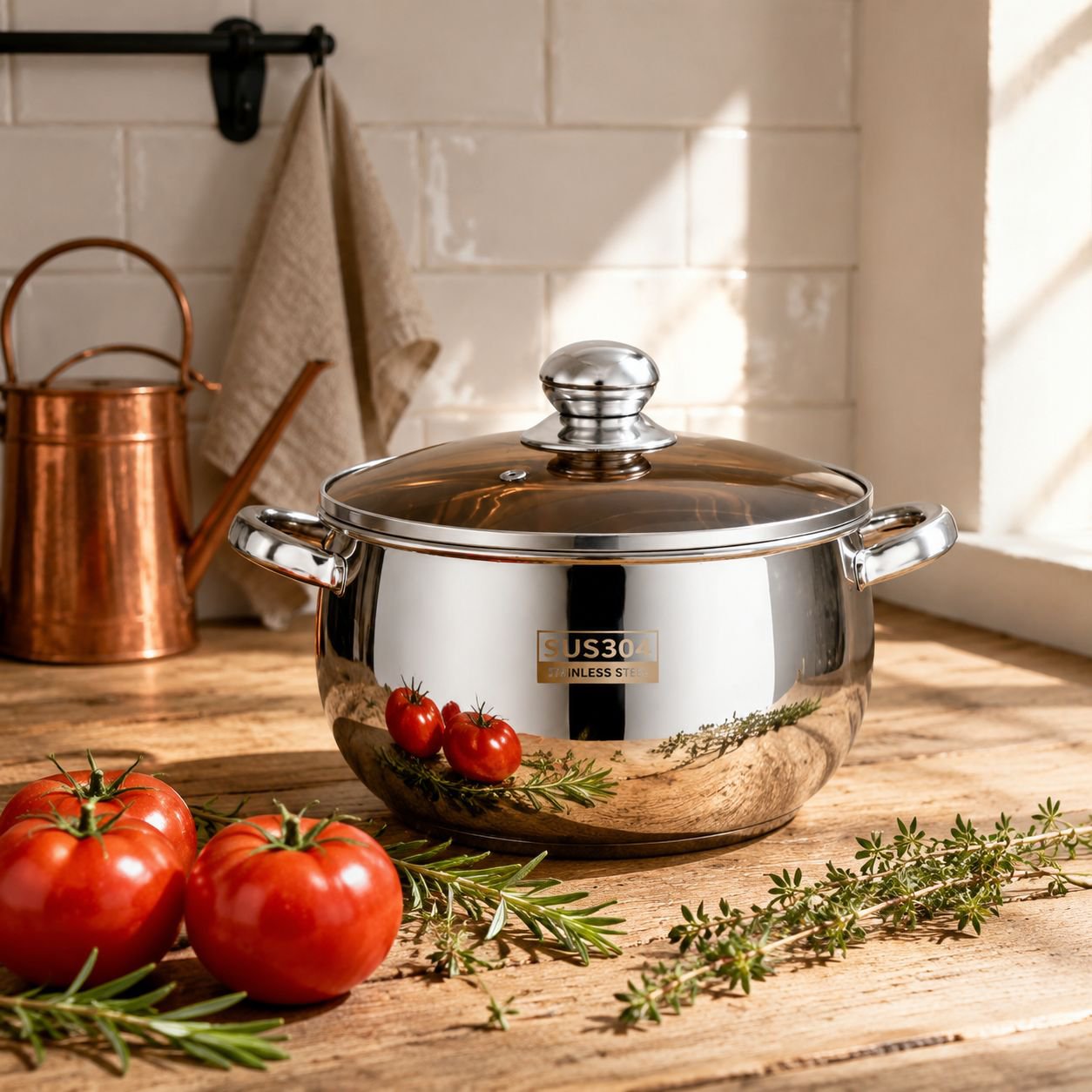 Pot à pommes épaissi en acier inoxydable SL304