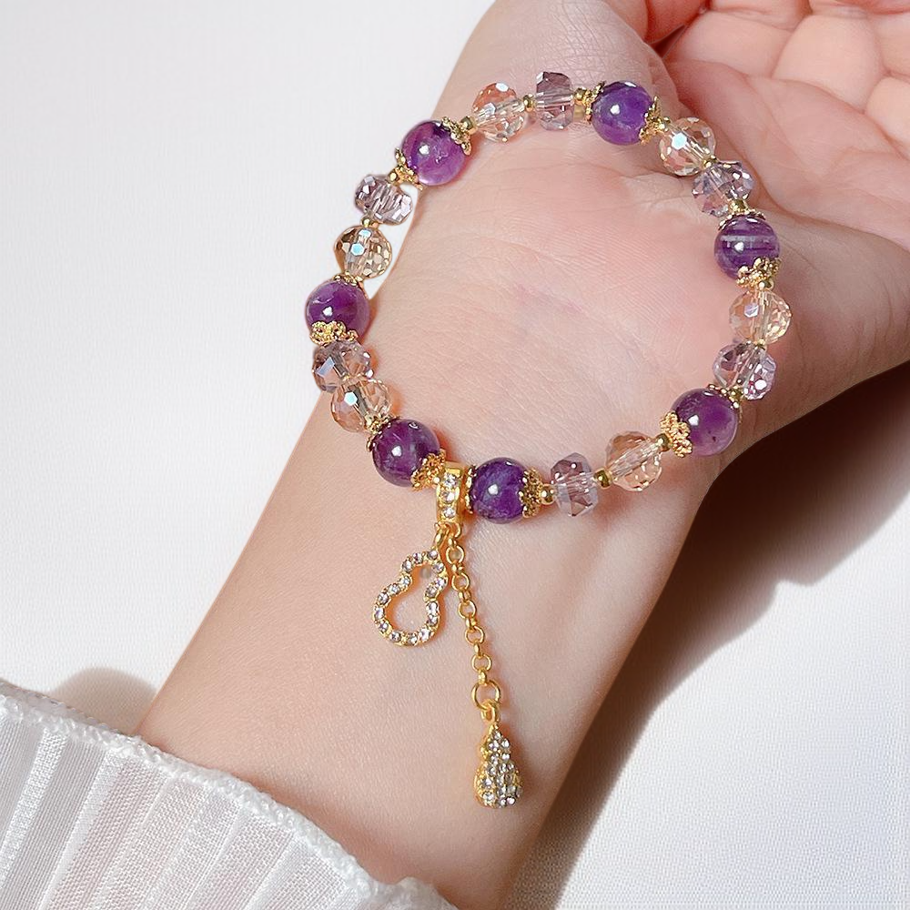 틈새 디자인 팔찌, 세련되고 심플한 자수정 팔찌, 우아한 팔찌, 조롱박 모양의 중국 보석.
