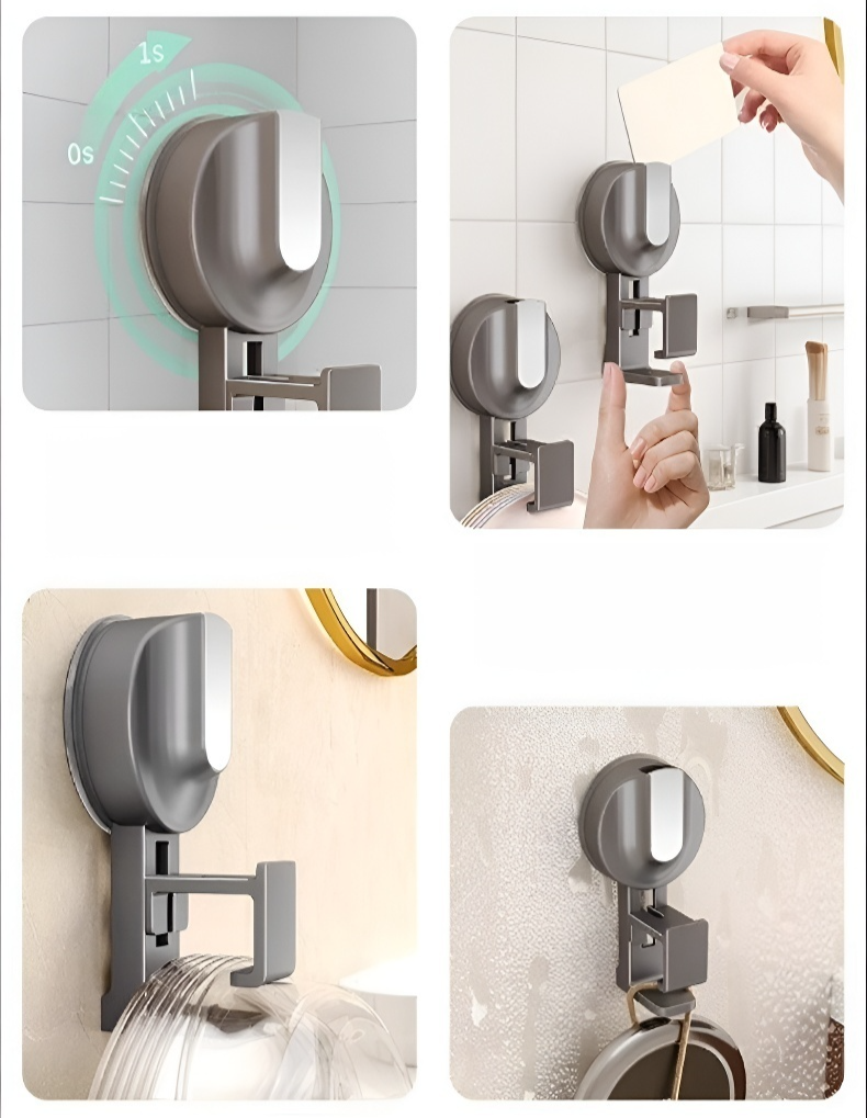 욕실에 설치된 강력 접착 흡입컵 후크
