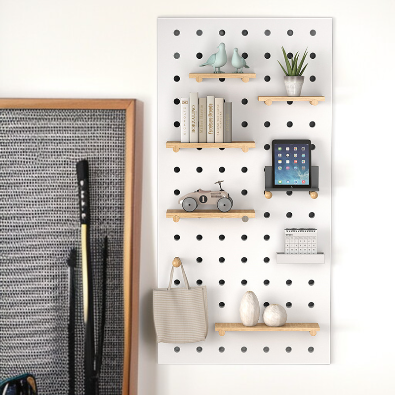 Solid Wood Entryway Wall-mounted Storage Display Rack