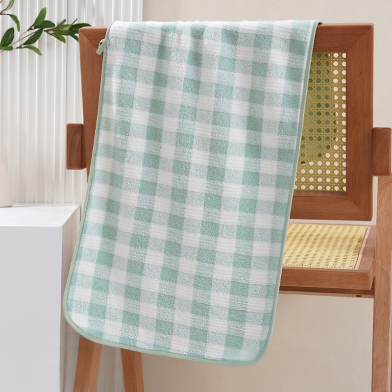 Coral fleece thick checkered towel
