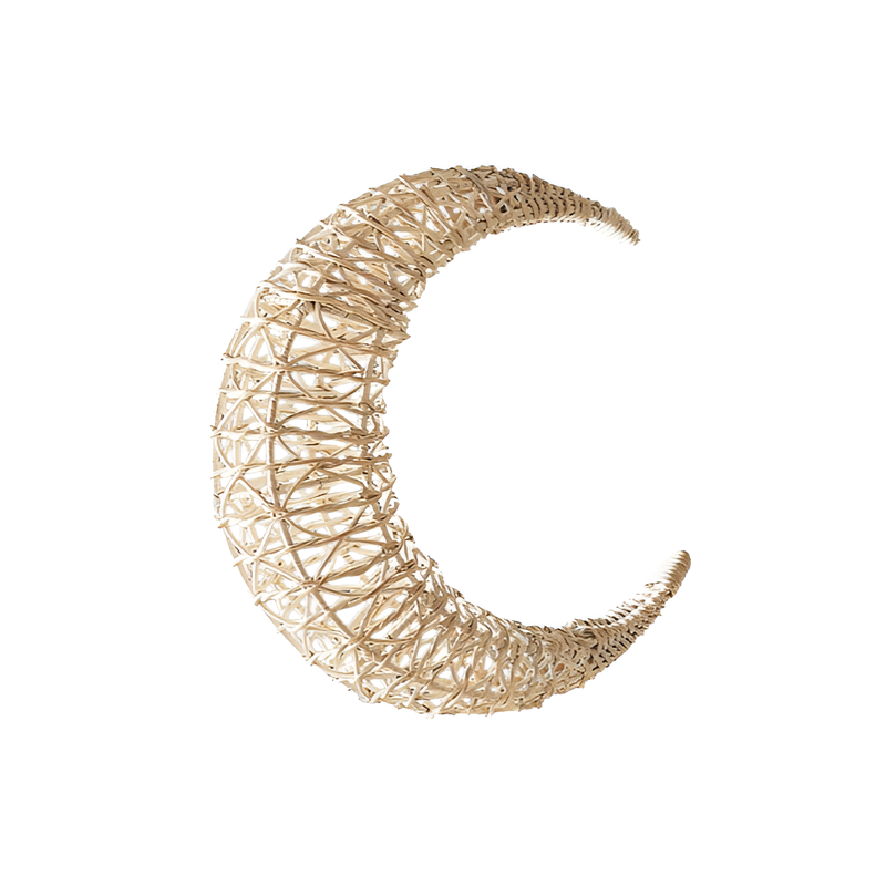 Adorno de luna y estrella de mimbre