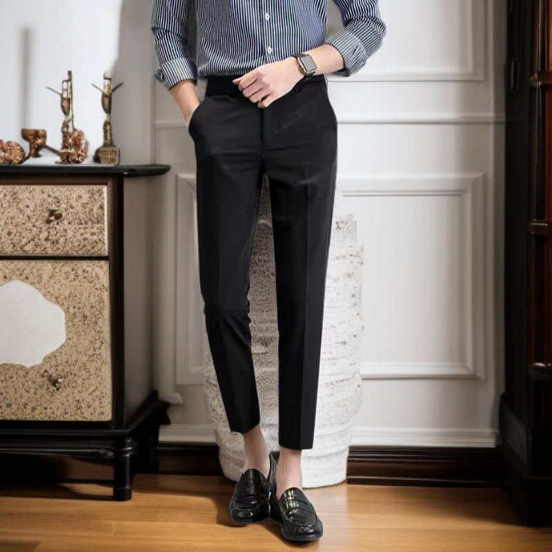 メンズスーツ九分丈パンツカジュアルスモールスーツパンツブラックスリムスモールレッグストレートドロップパンツ
