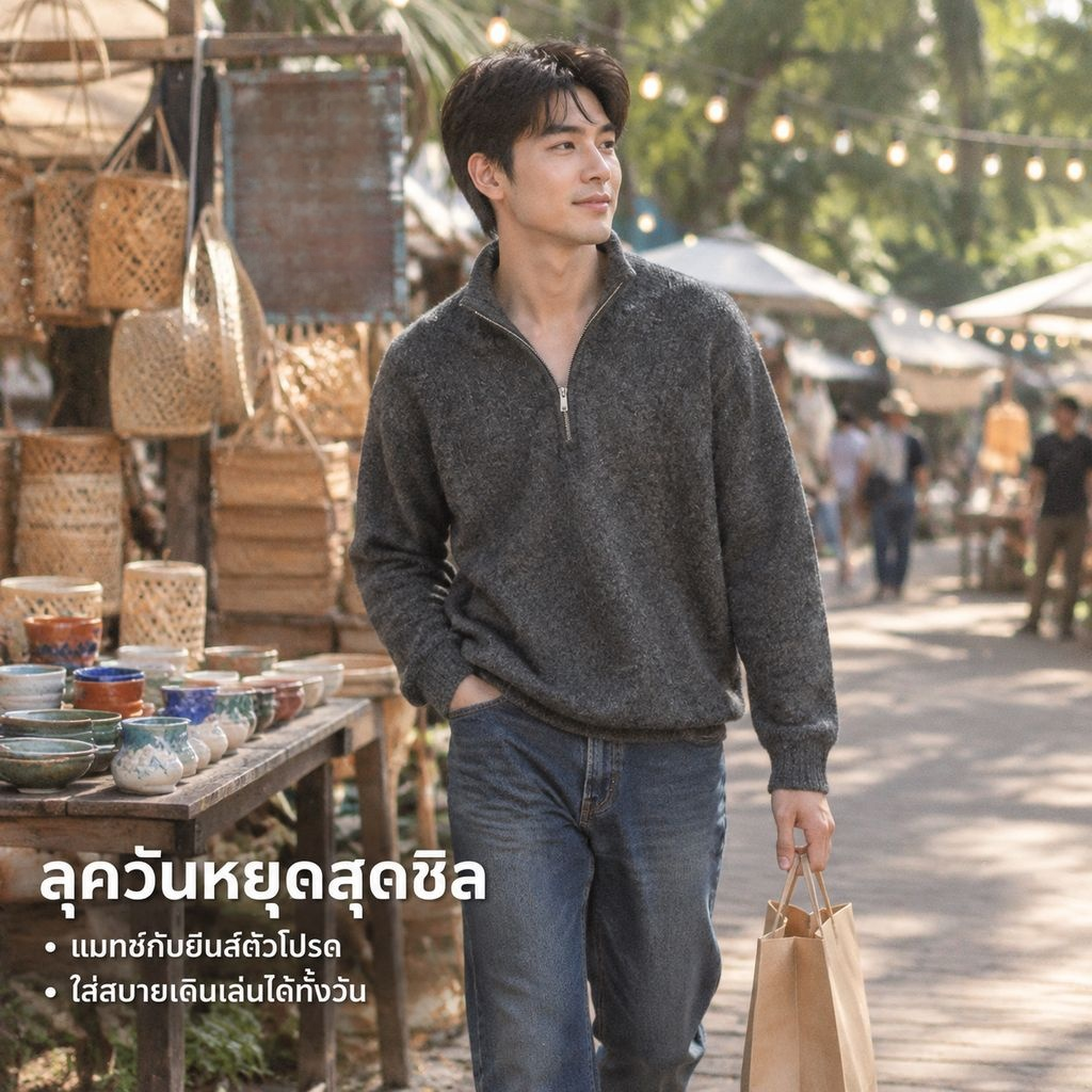 เสื้อกันหนาวไหมพรมคอสูงซิปครึ่งตัวสไตล์ญี่ปุ่น สำหรับฤดูใบไม้ร่วงและฤดูหนาว