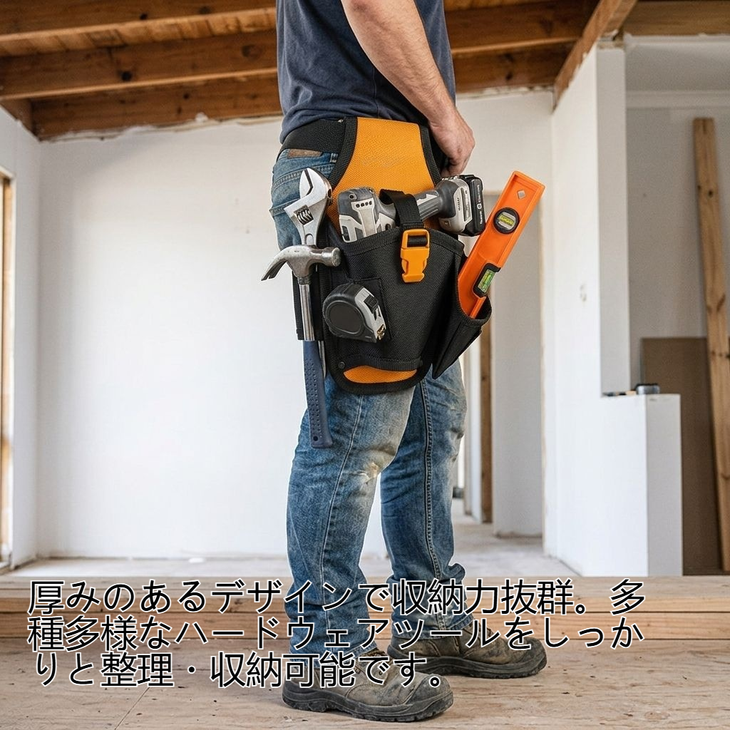 耐摩耗性と厚みのあるハードウェアツール用ウエストバッグ