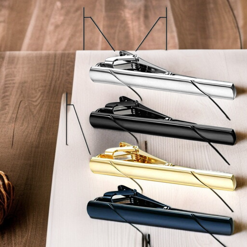 メンズネクタイピン、軽量高級ステンレススチールネクタイピン、ツイル光沢高級ネクタイピン