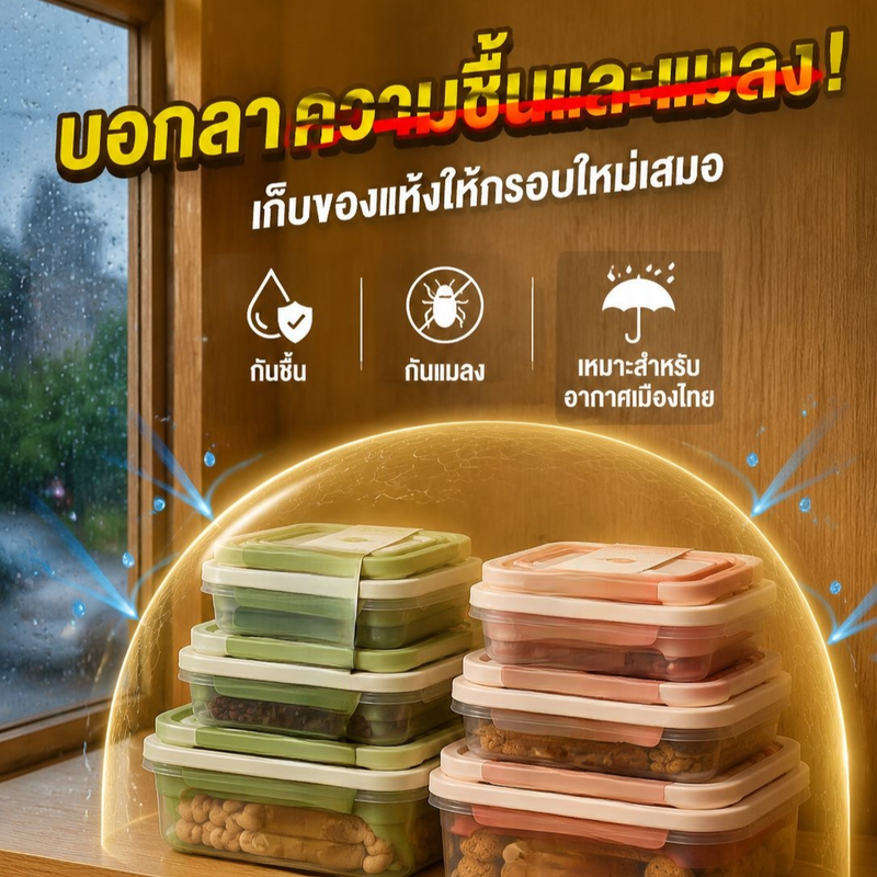 กล่องเก็บอาหารทรงสี่เหลี่ยม กล่องเก็บของในครัวทรงกลม กล่องเก็บสับปะรดในครัว