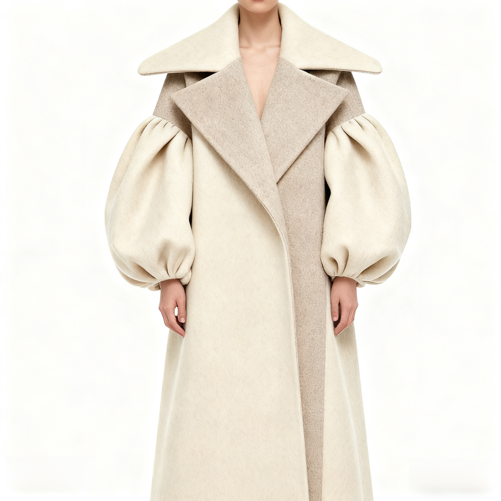 Weit geschnittener Mantel im Materialmix-Design