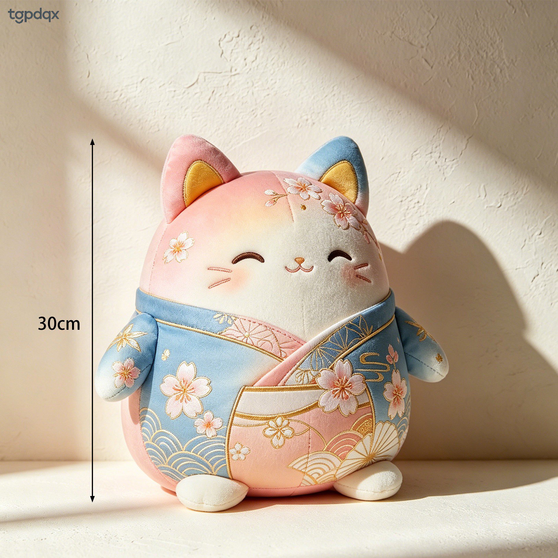 桜の猫のぬいぐるみ正面画像