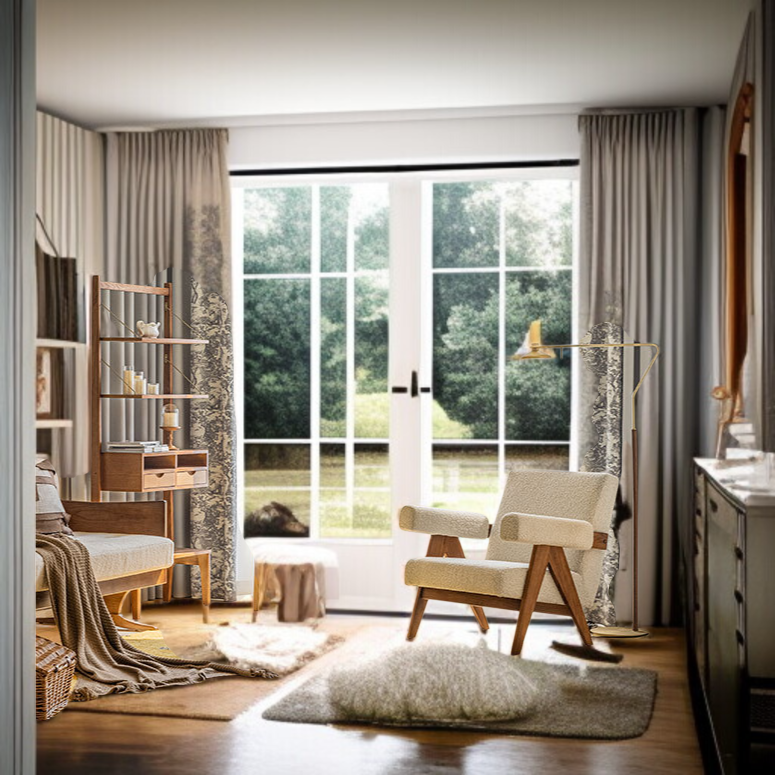 リビングルーム サンシェード 仕上げ フルブラックアウト 厚地 抹茶グリーン カーテン 防音 サンシェード ドリフト窓用