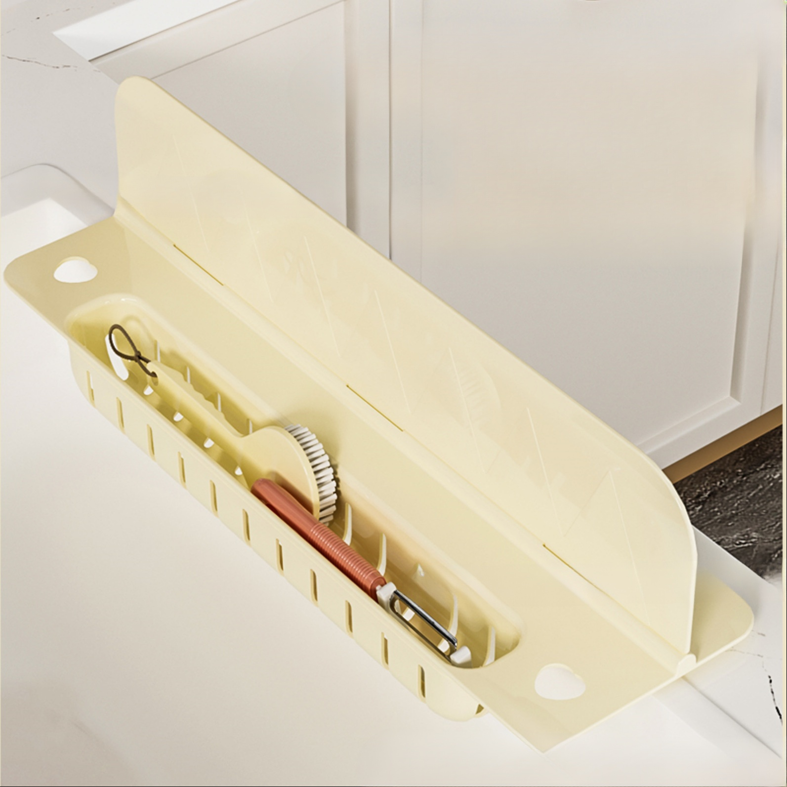 Multi-Functional Sink Splash Guard and Organizer