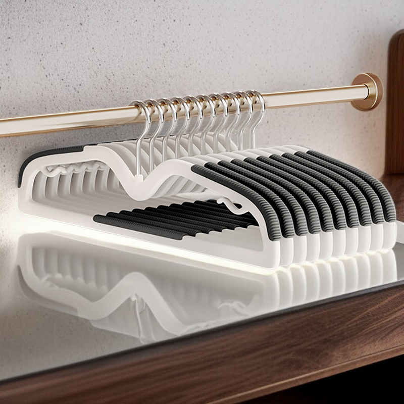 Set de 10 perchas compactas para ropa, antideslizantes y sin marcas, ahorra espacio