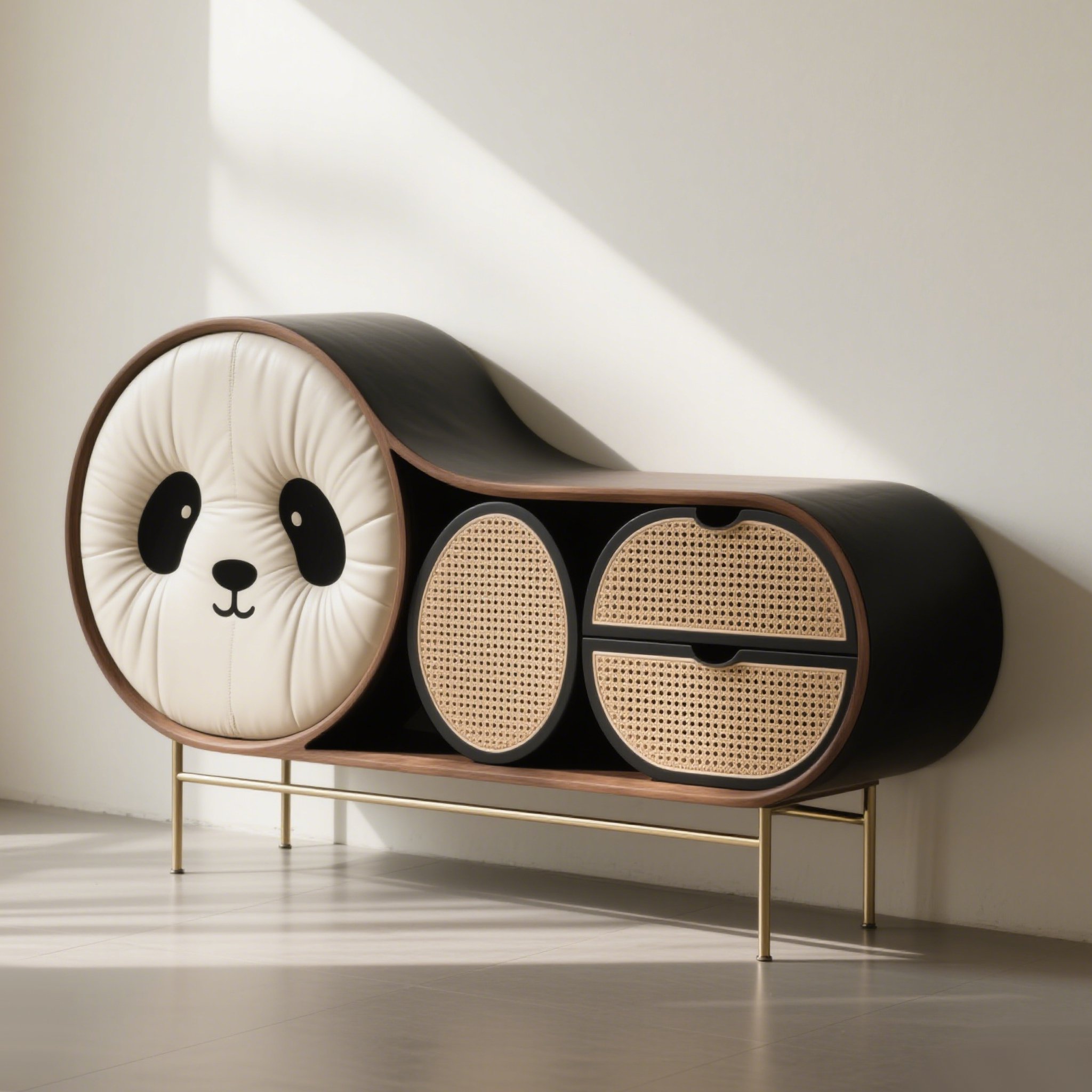 Armario de almacenamiento de madera con cojín blando