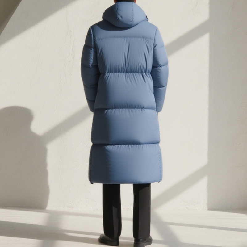 심플 블루 롱 패딩점퍼