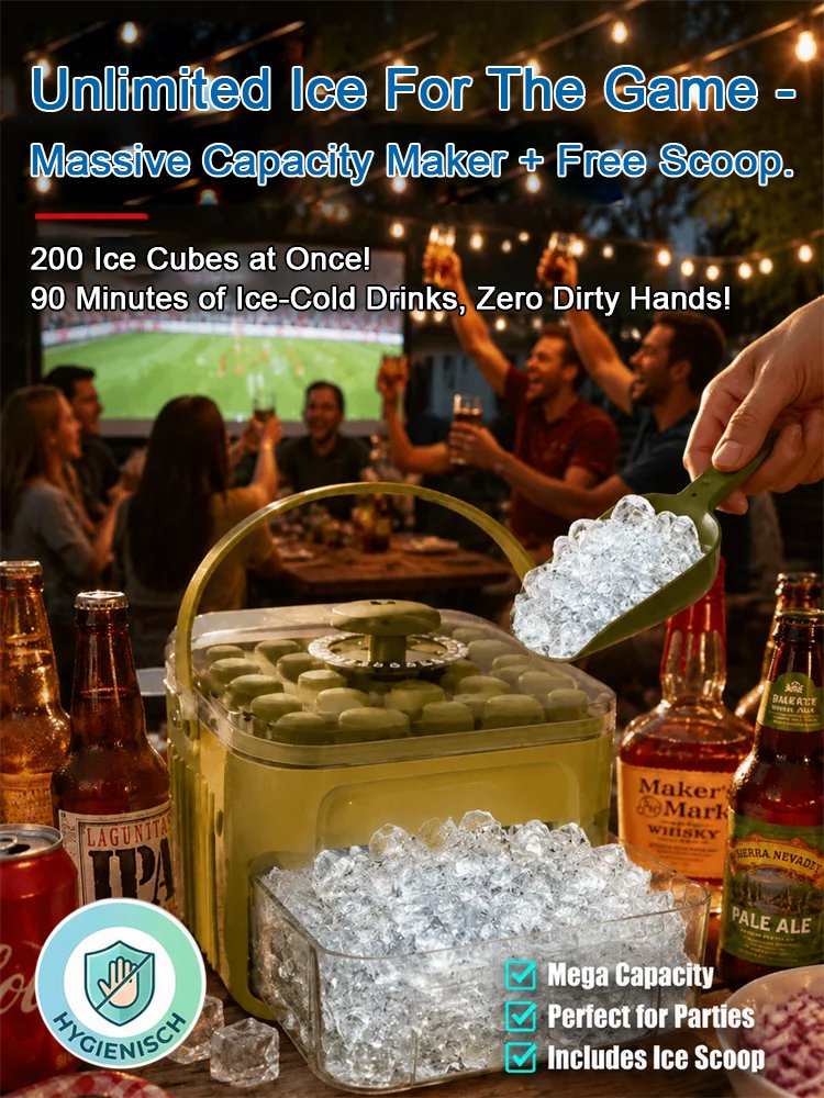 No dirty hands — large-capacity ice maker with a free ice scoop included.