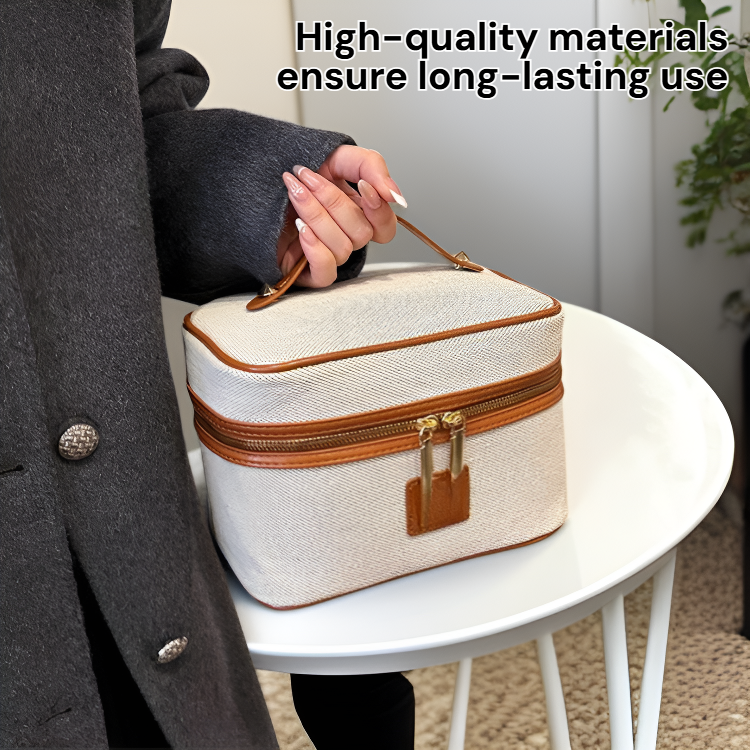 Premium Spacious Cosmetic Bag with Metal Case