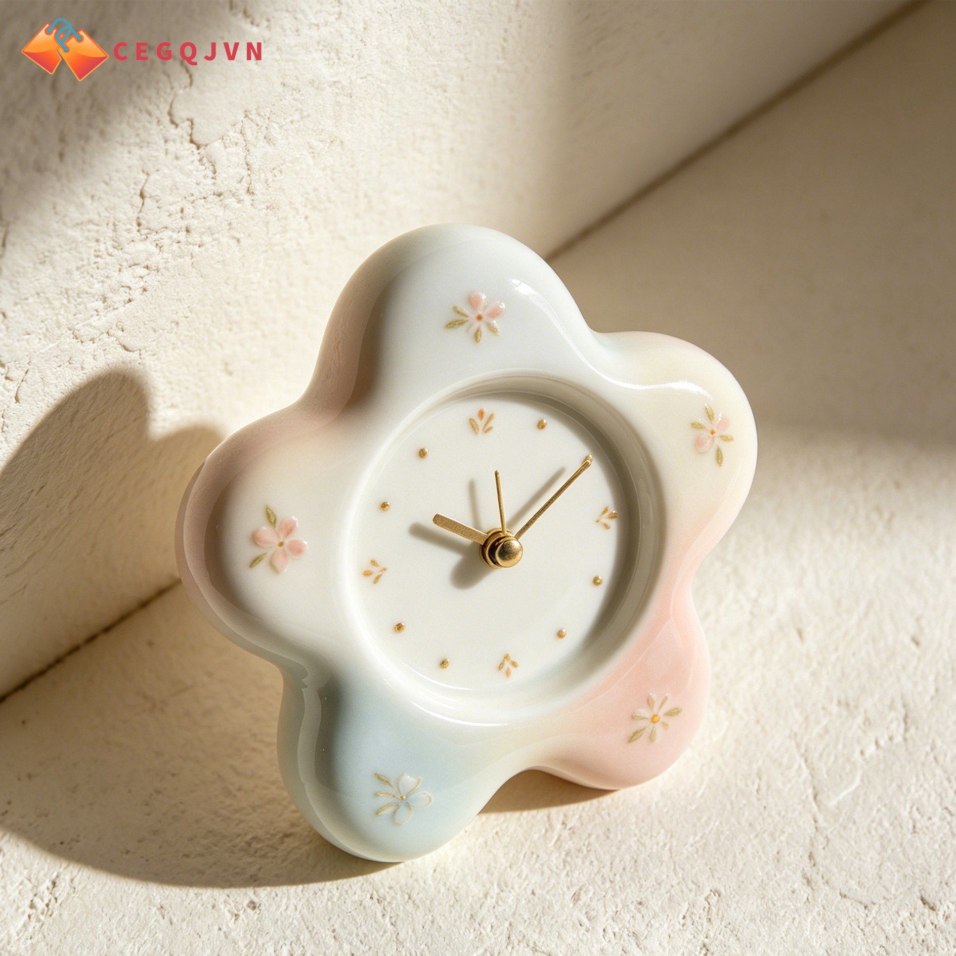 Flower-shaped ceramic clocks (2 pieces)